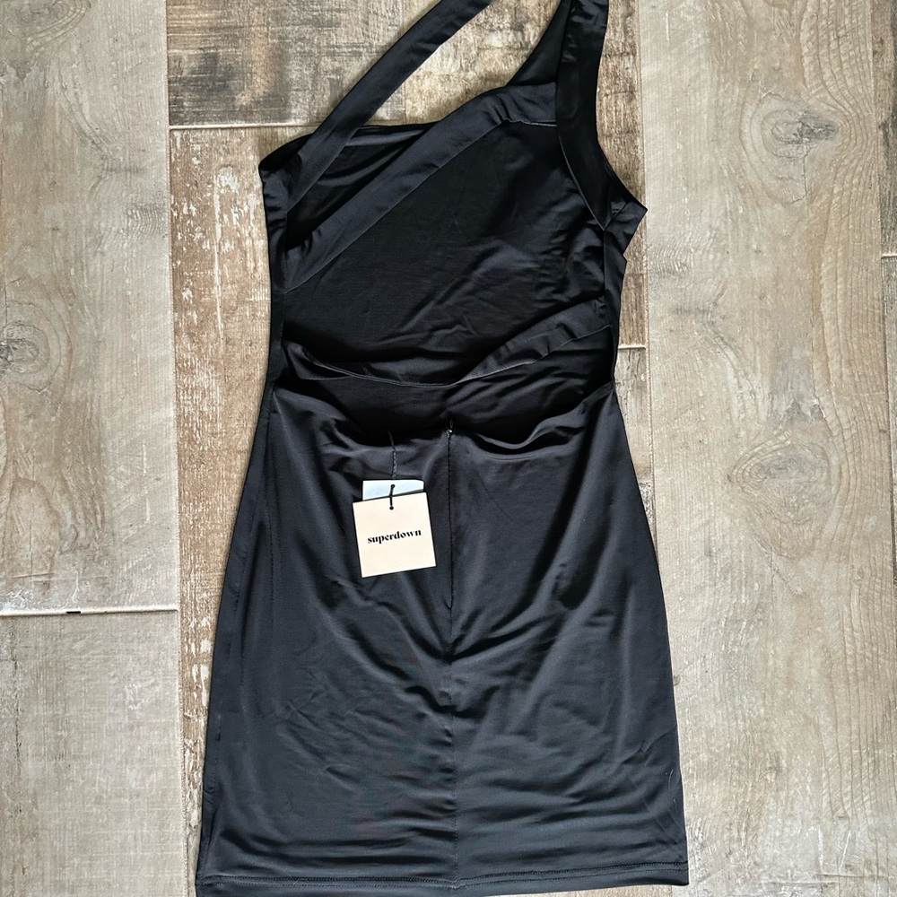 Showpo Black Asymmetrical Ruched Bodycon Dress